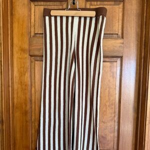 Zara Brown and White Striped Knit Pants Sz. M